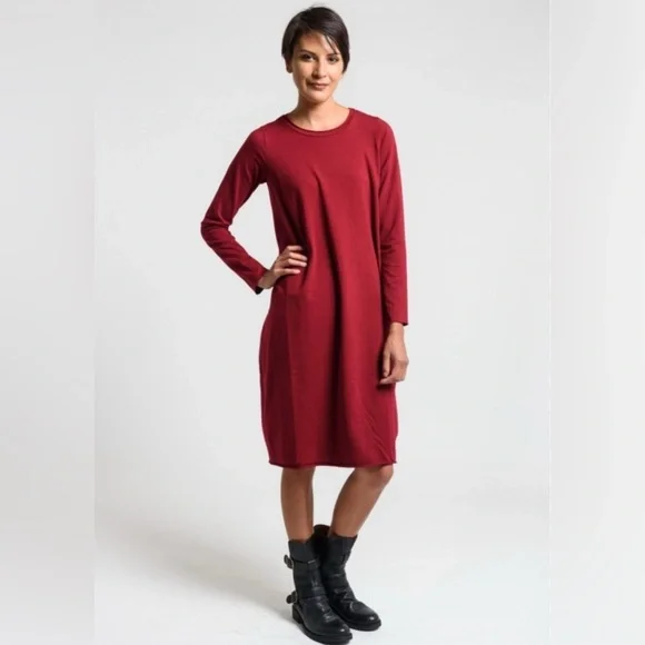 Labo.Art Abito Stilo Jersey Dress in Granata Cotton Blend Lagenlook Dress Size 0 - Picture 1 of 10